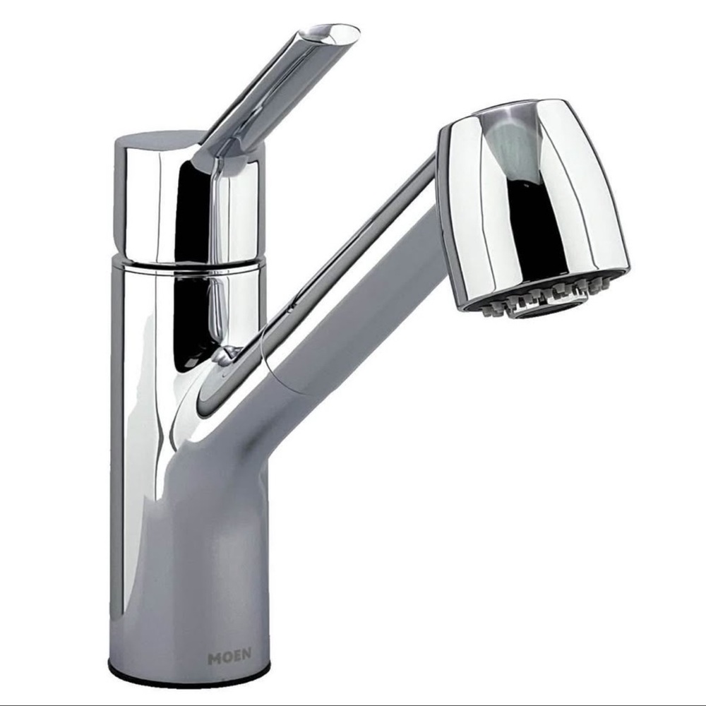 Moen one handle pullout kitchen faucet + soap dispenser